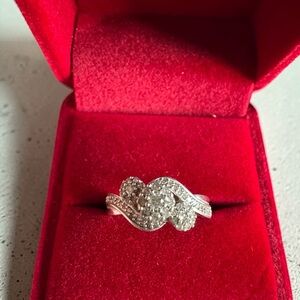 Silver Diamond Floral Cluster Ring in White - Women Jewelry